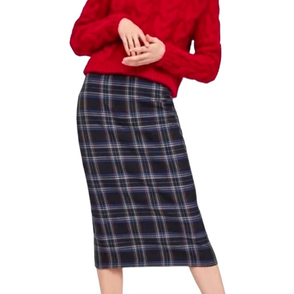 Zara Tartan Plaid Bubble/Balloon Hemmed Midi Skirt - Picture 1 of 8